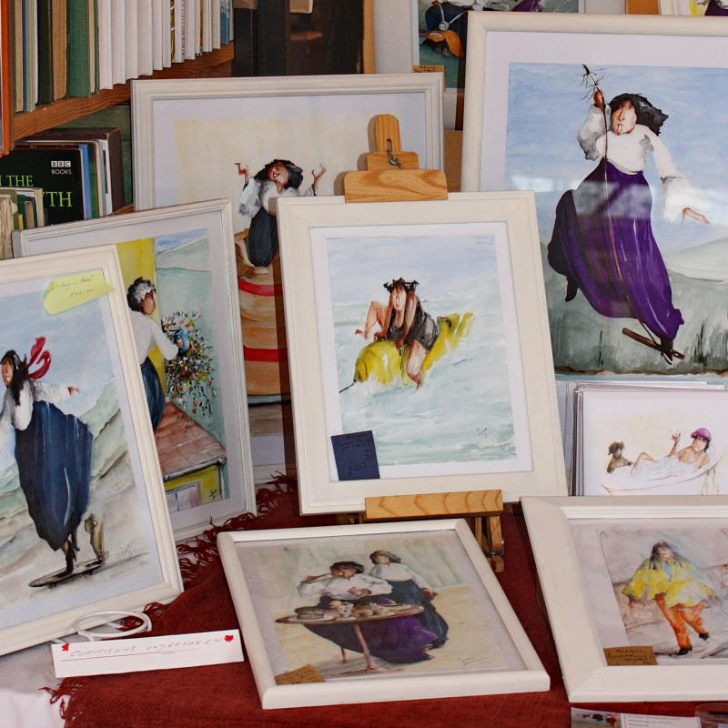 Sue's Lady Paintings Bideford Pannier Market Stall paintings for sale